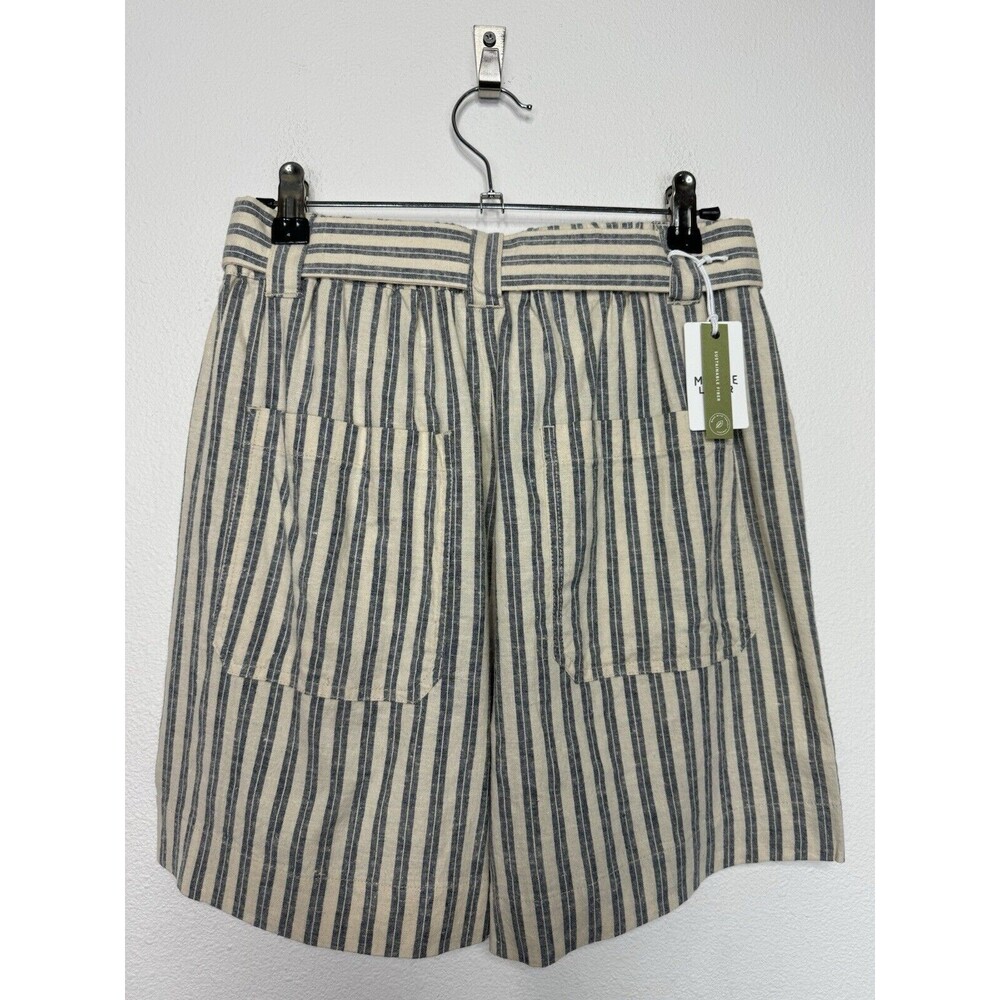 Marine Layer Sz S Karleigh Belted Shorts In India Ink White Double Stripe Hemp - Picture 9 of 15